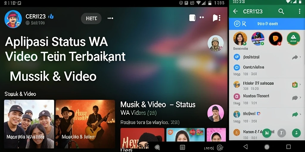 Tampilan antarmuka CERI123 untuk status WA video yang menarik dan interaktif.