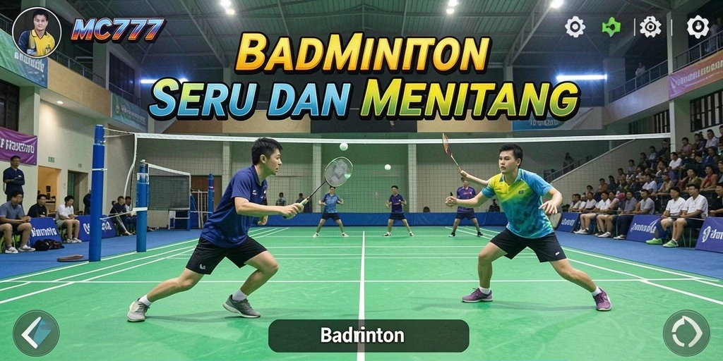 Antarmuka gameplay MC777 menampilkan aksi bulutangkis yang mendebarkan.