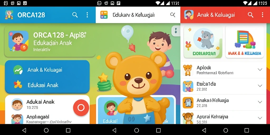 Tampilan antarmuka interaktif aplikasi edukasi untuk anak.