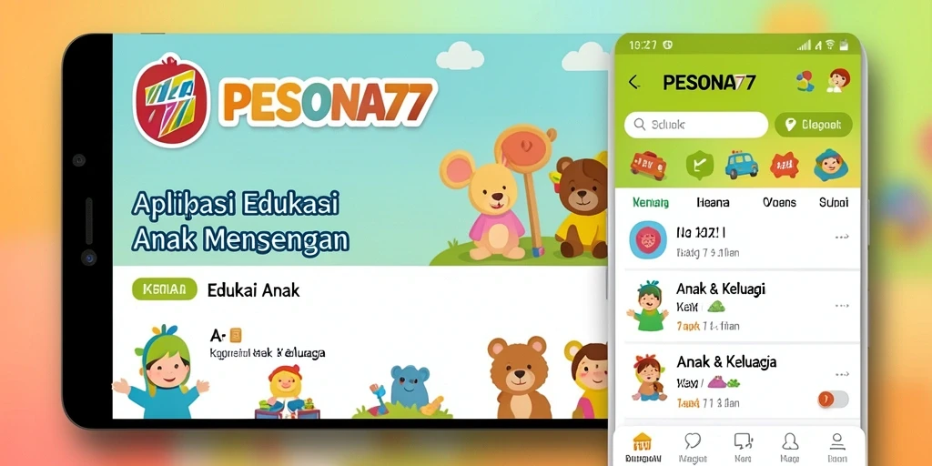 Antarmuka aplikasi PESONA77 dengan fitur edukasi anak yang menarik.